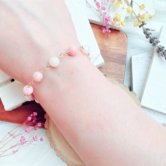 New Pink Opal Gold Bracelet | Handmade in British Columbia - Picture 5 of 5